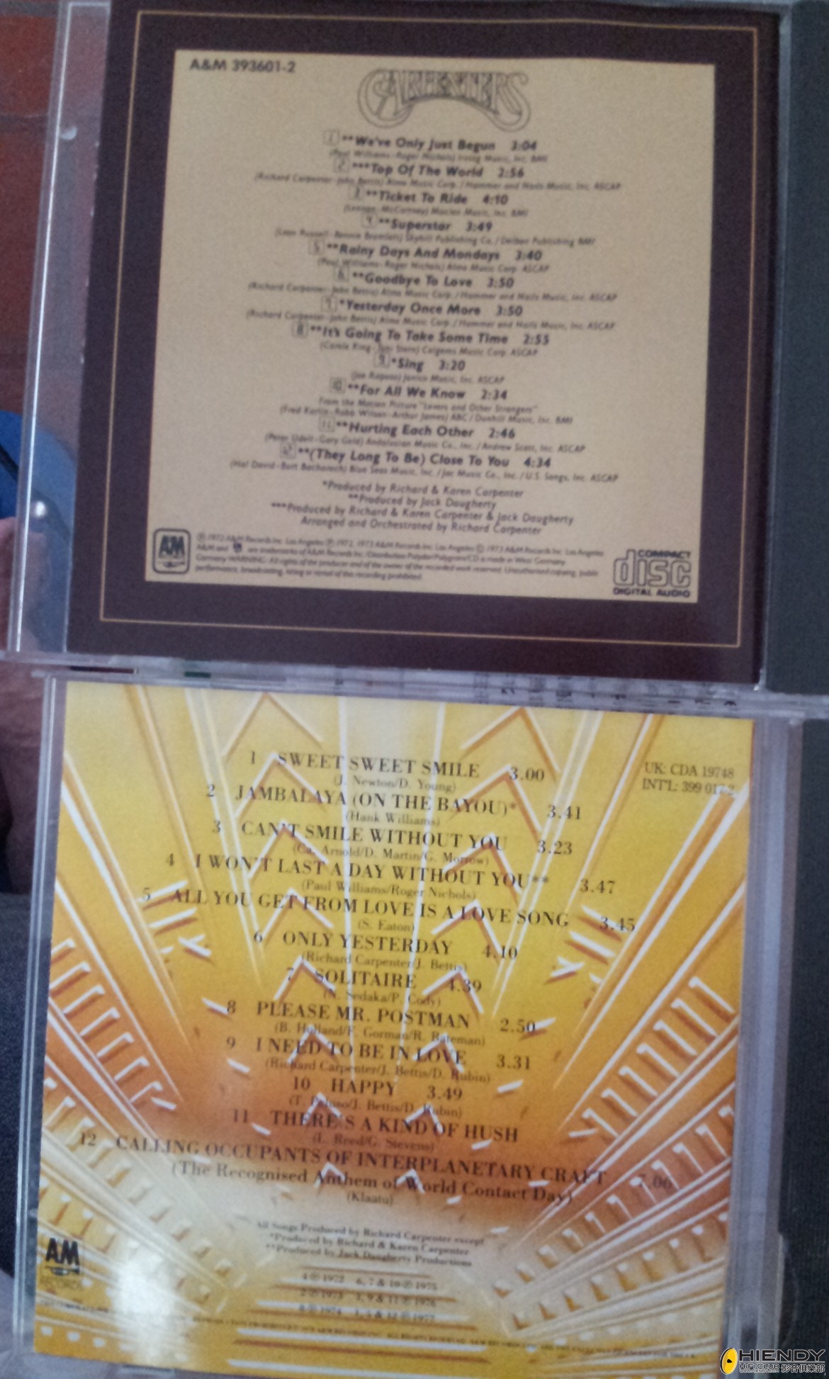 Carpenters singles 1 &amp; 2 B.jpg