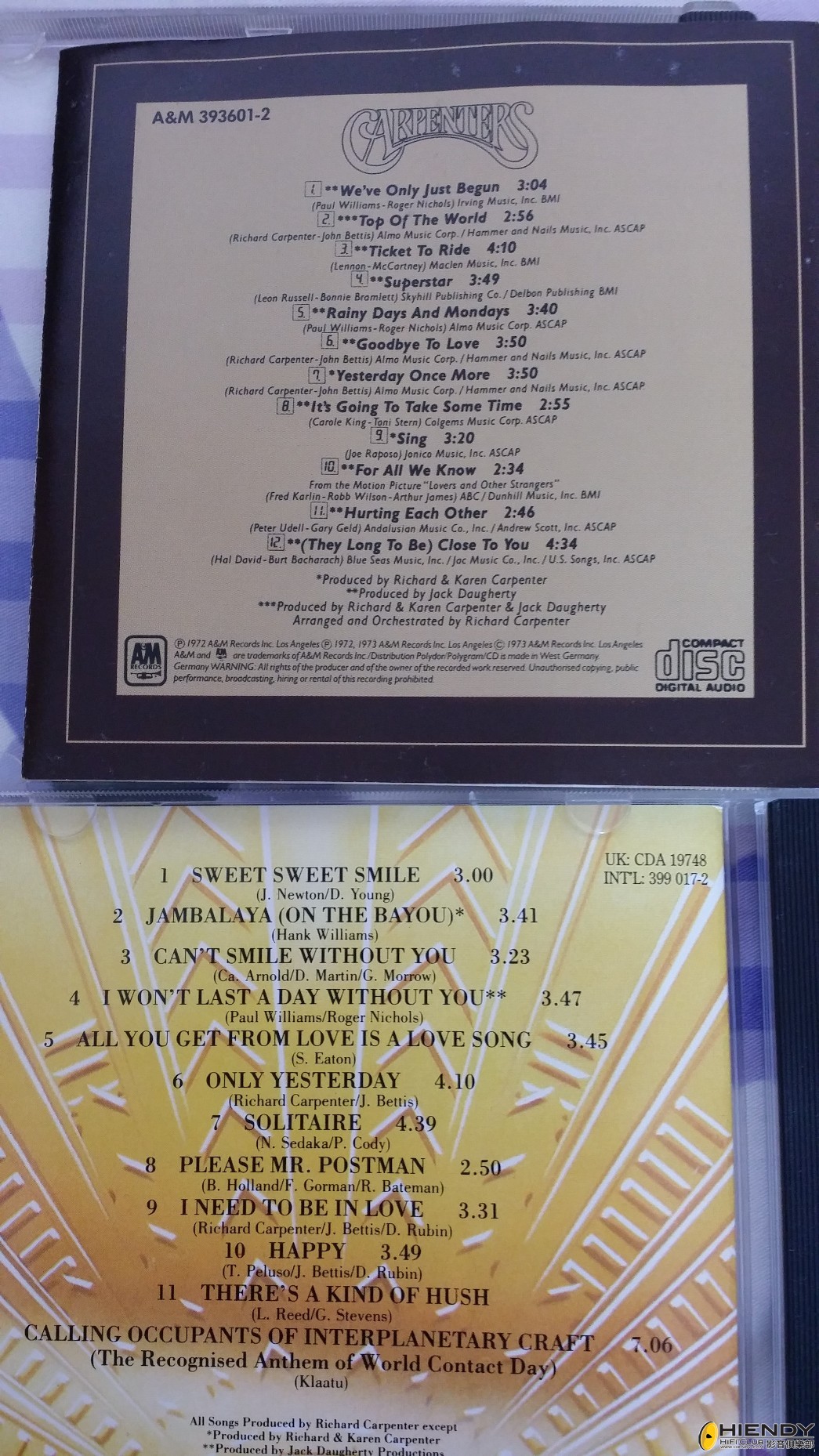 Carpenters singles 1 &amp; 2 silver B.jpg